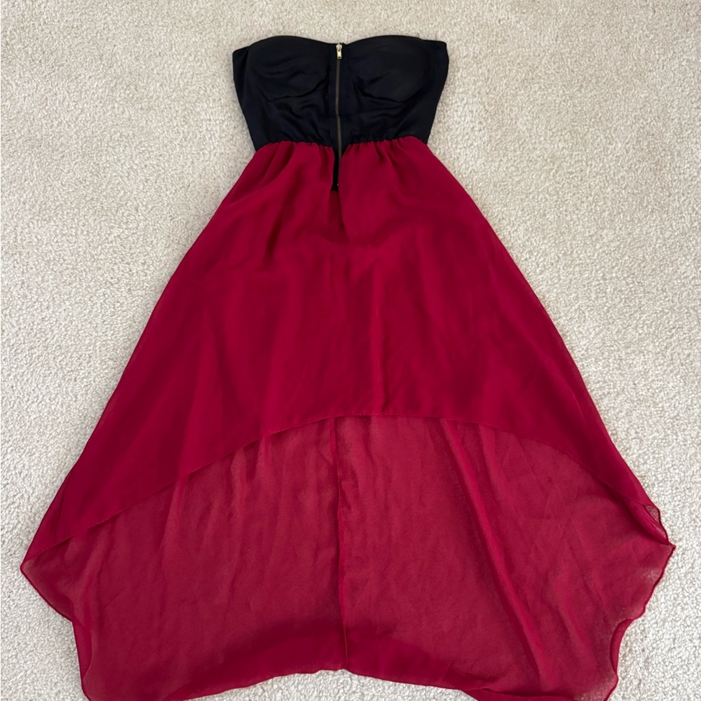 January 7 Black and Red High-Low Dress